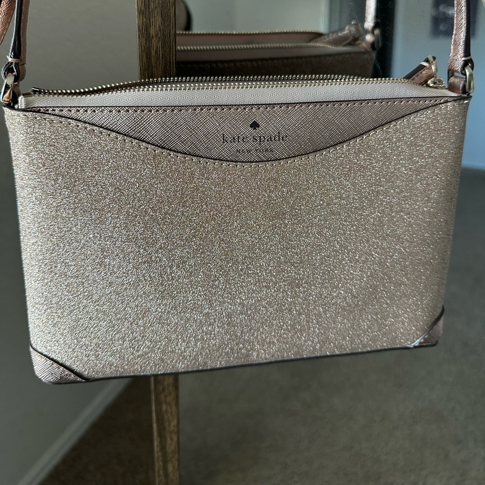 Kate Spade Rose Gold glitter crossbody purse